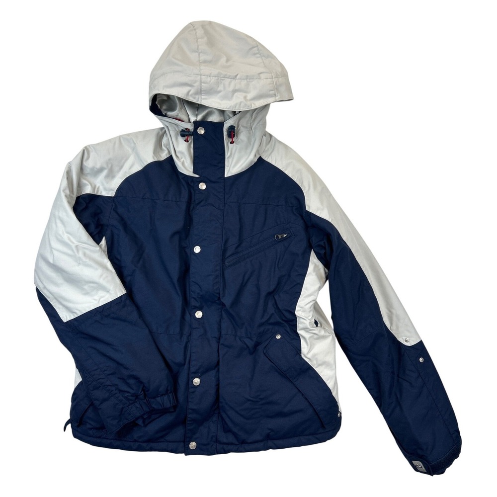 Burton‎ Coat Snowboard Ski Womens M Navy Blue Gray Colorblock Hooded Ski